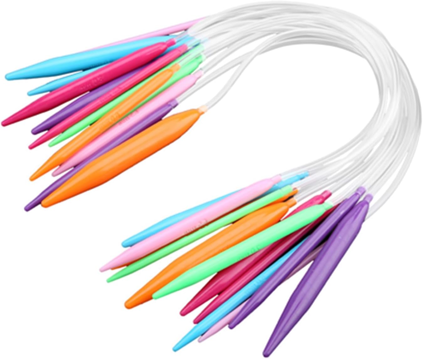 GLOGLOW Knitting Needles, 12 PCS 15.7/31.5 Inch Multicolor Plastic Circular Tube Knitting Needles Kit Sweater Weave Needle Set Handmade Sewing Tool(40CM)