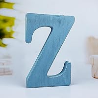 Vista 33 de Letras de madera azul rústica de 6 pulgadas, letras de madera sin terminar para pared, letras decorativas azules retro de pie, decoración de tablero