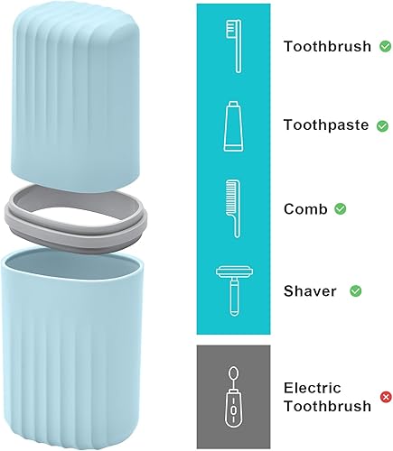 Miniatura 2 de VITVITI Estuche de viaje para cepillo de dientes, contenedor de jabón de viaje portátil a prueba de fugas, bandeja de 19.99 cm con porta cepillo y