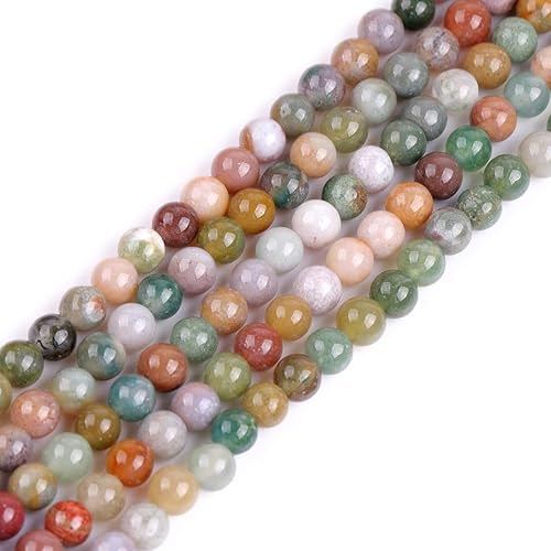 GEM-Inside - Cuentas sueltas de ágata india natural de 0.157 pulgadas (0.157 in) con cuentas redondas de cristal energético para hacer joyas, 15