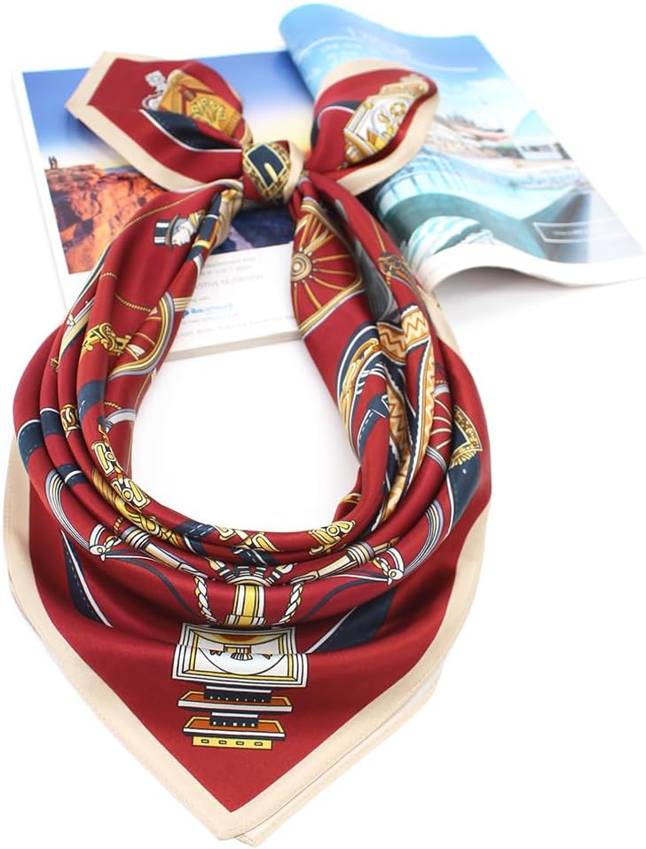 ANDANTINO 100% Pure Mulberry Silk Scarf 35" Large Square Lightweight Headscarf –Women’s Hair Wraps-With Gift Packed - Image 4