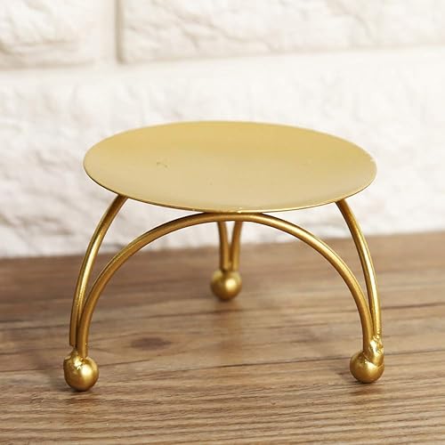 Miniatura 9 de Portavelas de hierro forjado de metal candelabro de mesa europeo para decoración de Navidad luz de vela cena oro 2.8 x 1.8 in