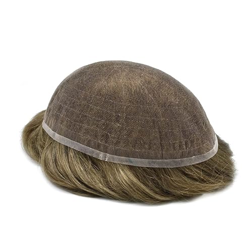 Miniatura 5 de Toupee para hombres, pieza de cabello humano real, suave encaje suizo frontal, sistema de cabello para hombre, protesis capilar para hombre (7 x 9