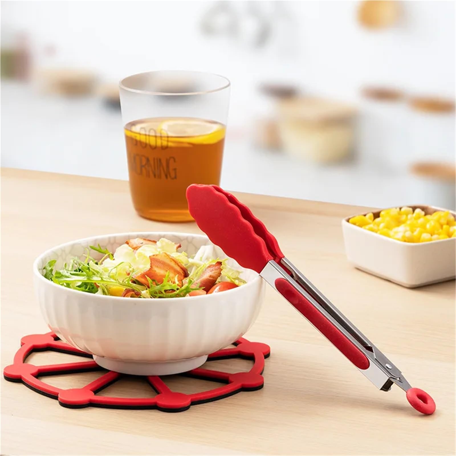 Küchenzange 3 Teile/Satz 7 Zoll Silikon Küche BBQ Zangen Edelstahl Locking Kochen Zange Mit Silikon Tipps rutschfeste Lebensmittel Zange for Kochen(Blue)