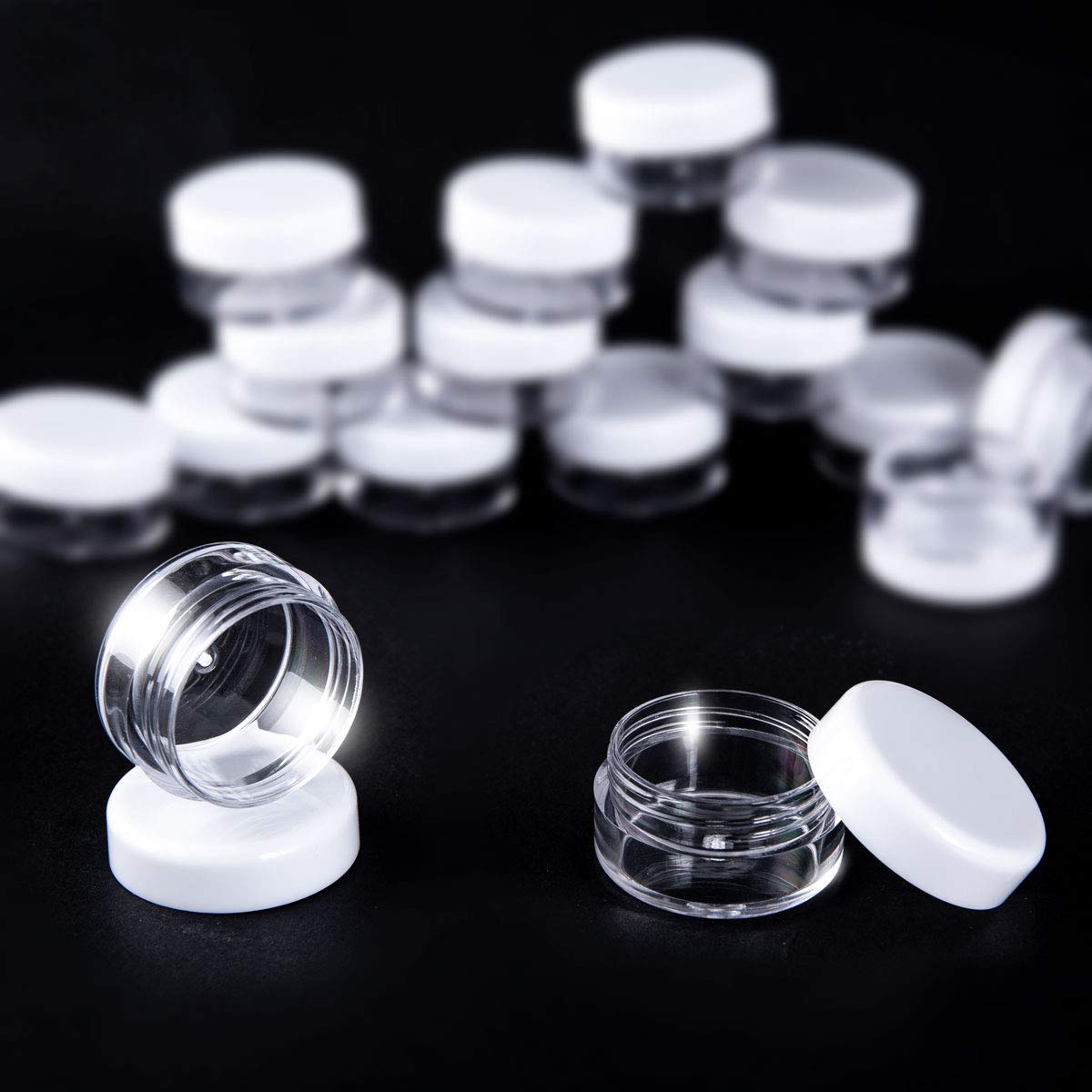 60 vasetti cosmetici vuoti, in plastica trasparente da viaggio, contenitori cosmetici per lozione, crema, deposito trucco (5 g/5 ml)