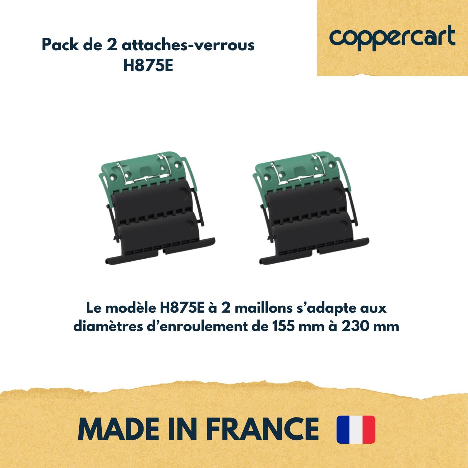 Attache Verrou Volet Roulant ZF Clicksur H875E Lot de 2 - Fixation Sécurisée Lame 8mm - Verrou Automatique Anti-Soulèvement