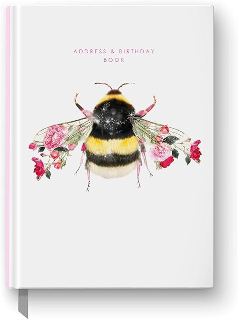 Lola Design - Bee Address Book & Birthday Book - Planners & Organisers - Cute Stationery - Notebook A5