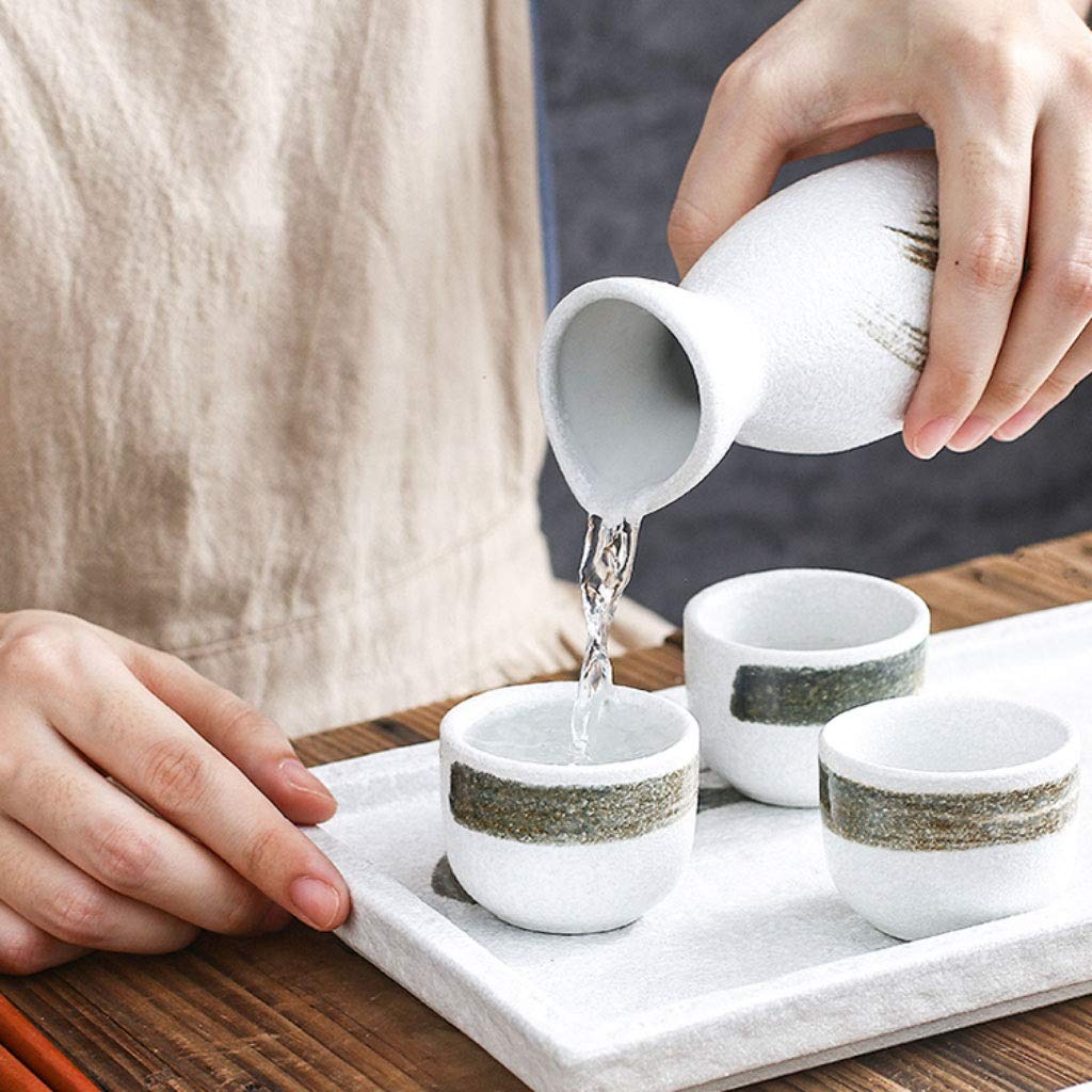 Service à Saké 3 pièces Ensemble / 5 pièces Ensemble de sake rétro tasse Japonais Séke Japonais Création de céramique Coupe Coupe froide / chaude / Thé / Sake Coupe Japonaise SE savoir-part Stockage d