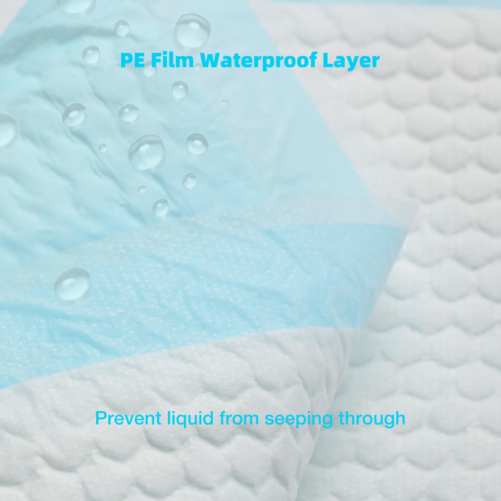Cambiador desechable para bebé, 50 unidades de incontinencia con transpirable, impermeable, tela no tejida suave y a prueba de fugas de absorción rápida (45,7 x 61 cm), color azul