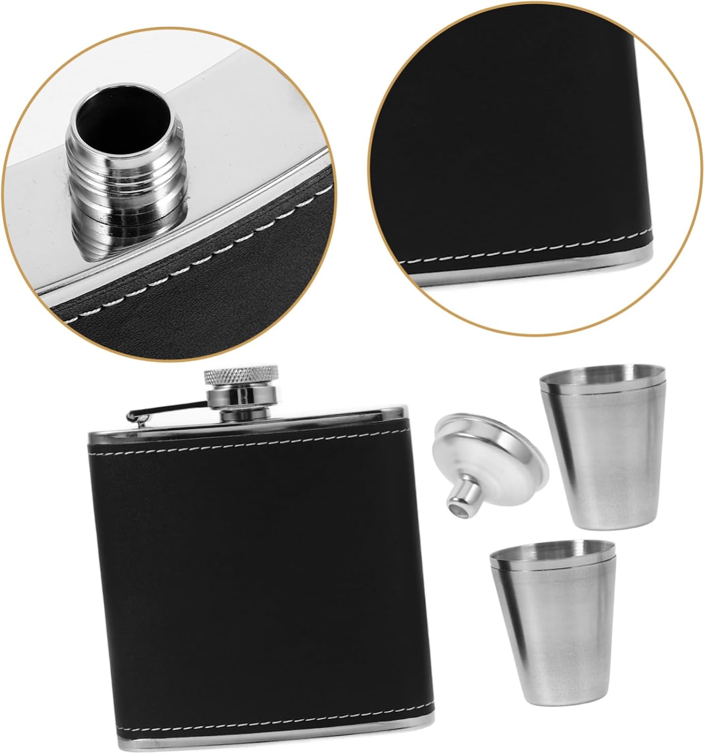 VOSAREA 1set Camping Flask Cups and Funnel Leakproof Beverage Container for Outdoor Adventures
