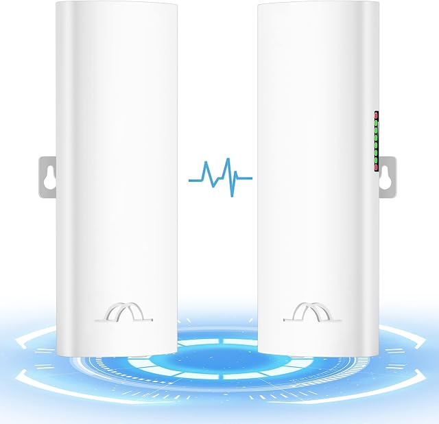 Wireless Bridge,5.8G Outdoor Point to Point Access PTMP WiFi PTP Network 300Mbps CPE 3KM Transmission Distance 12DBi High-Gain Antenna 24V PoE Power Supply 2 Pack
