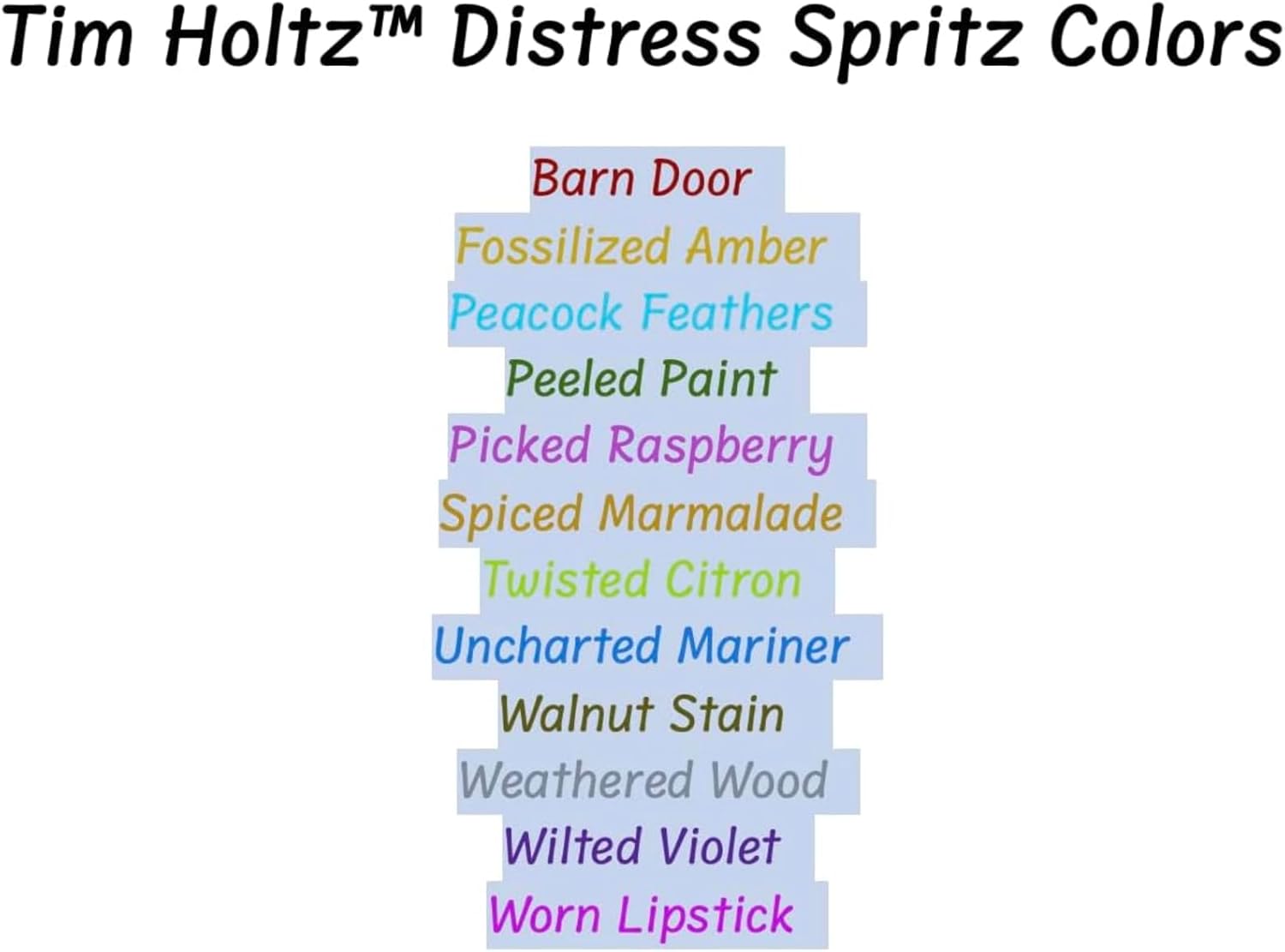 Ranger Ink Tim Holtz Distress Spritz Sprays - Set #1, Bundle of 12 Luminous Colors, 1 oz bottles, 1 Carnora Amber Bottle, June 2024 Release