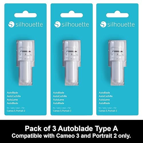 Miniatura 2 de Silhouette Autoblade - Juego de 3 cuchillas de repuesto para Cameo 3 y Retrato 2 con CrafterClub+50 diseños gratis