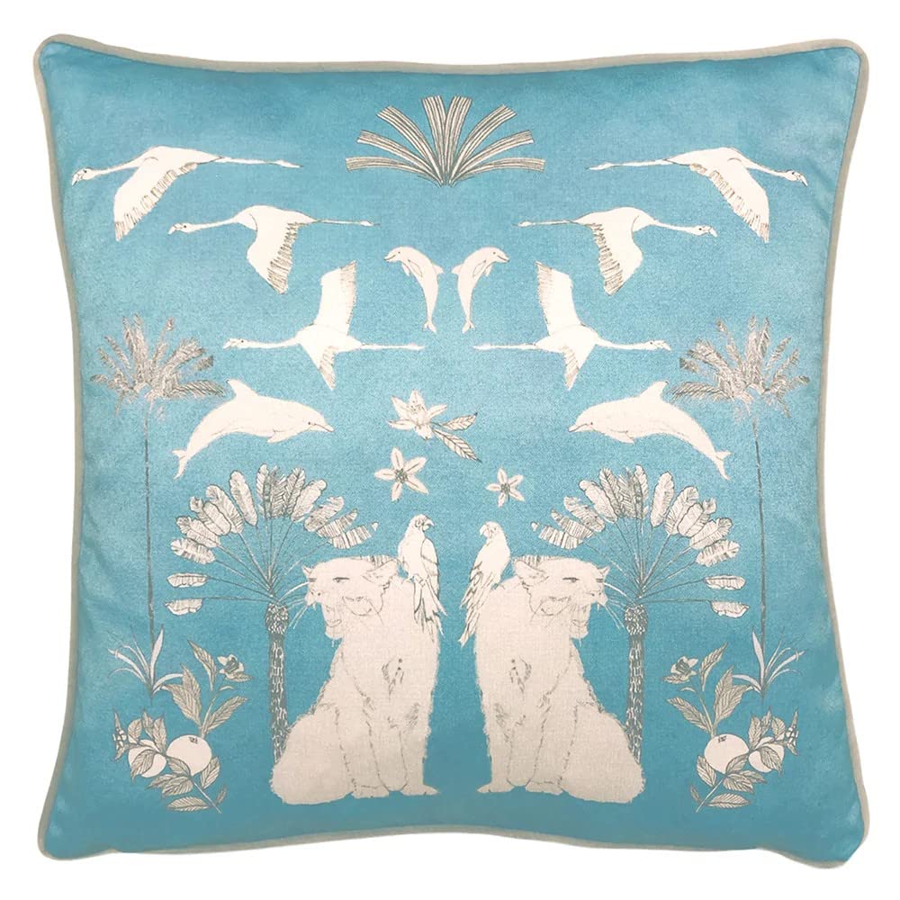 furn. Colony Palm Cushion Cover, Polyester, Blue