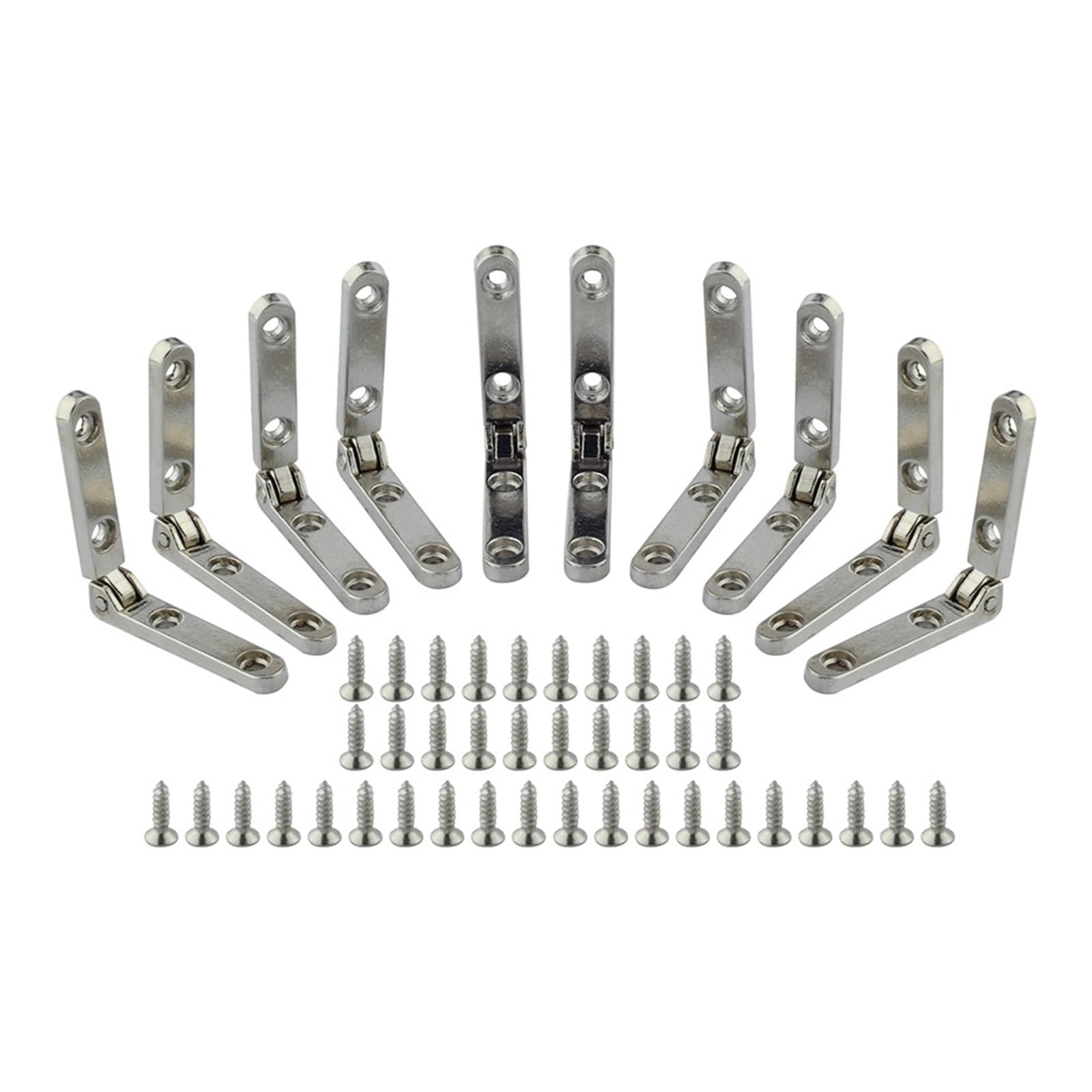 10pcs 90 Degree Hinges Wooden Box Zinc Alloy Hinge Folding with Screws Cabinet Furniture Hardware(Silver)
