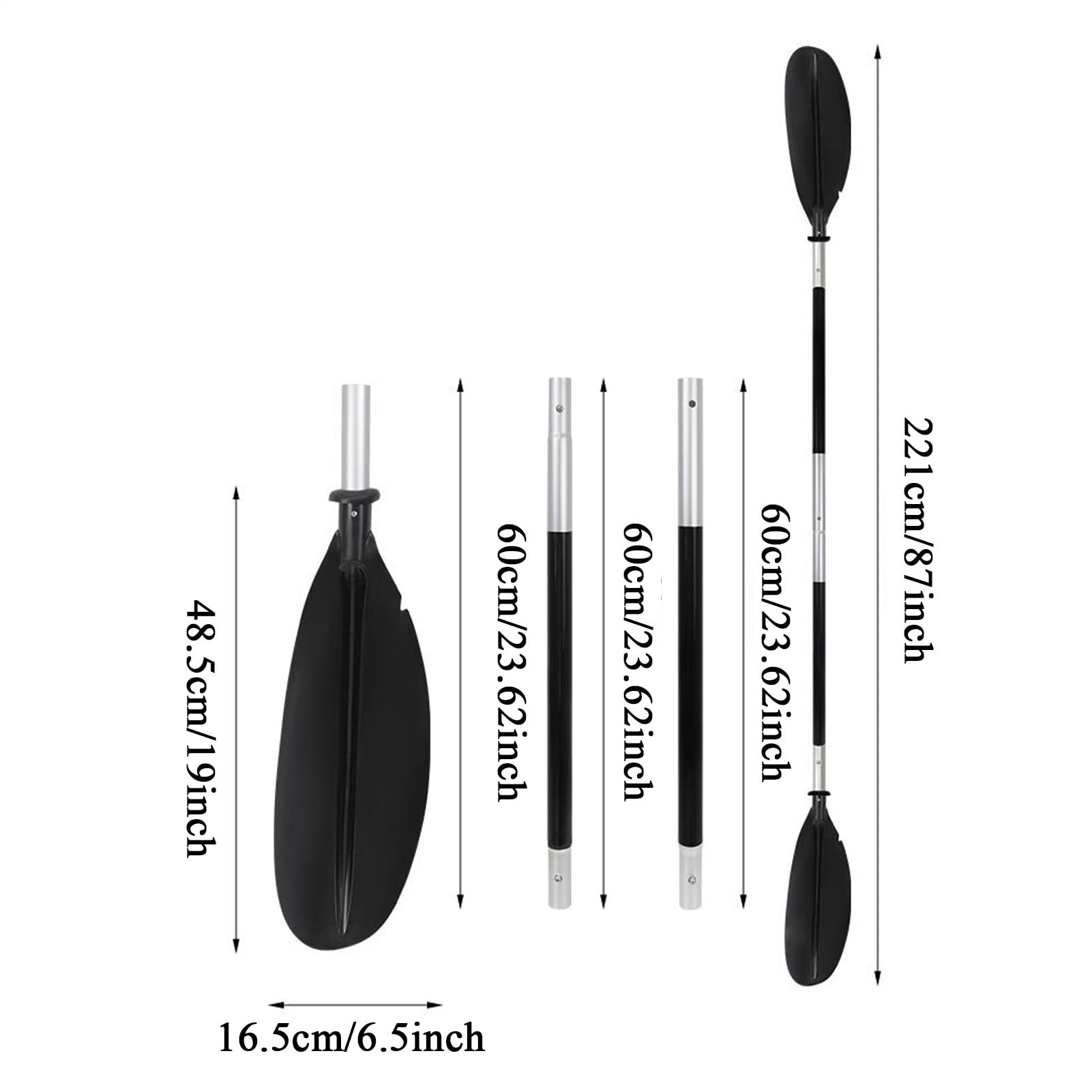 Pagaie di kayak Attrezzo da canottaggio a doppia pala staccabile in lega di