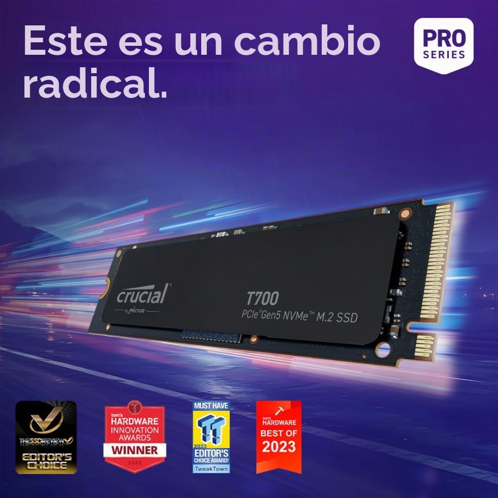 Amazon.com: Crucial T700 PCIe Gen5 NVMe SSD de 1TB, hasta 11,700MB