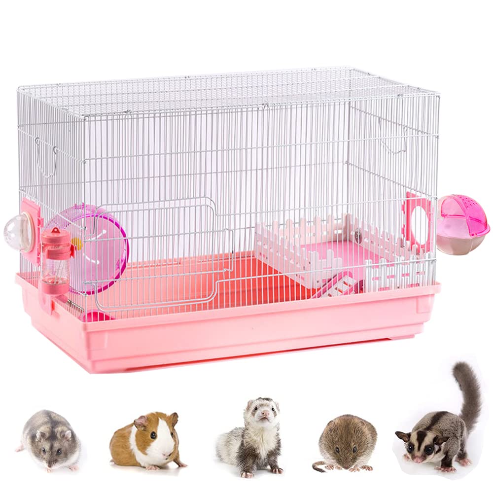 NeoStyle 7pcs 60cm Large Hamster Cage, 2 Layers Large Space Hamster Cage and Habitat with Accessories Rat Cage for Dwarf Hamsters, Syrian Hamsters, Gerbils or Other Small Animals (large (60*33*38))