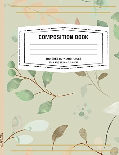 Vintage Flora College Ruled Lined Composition Notebook