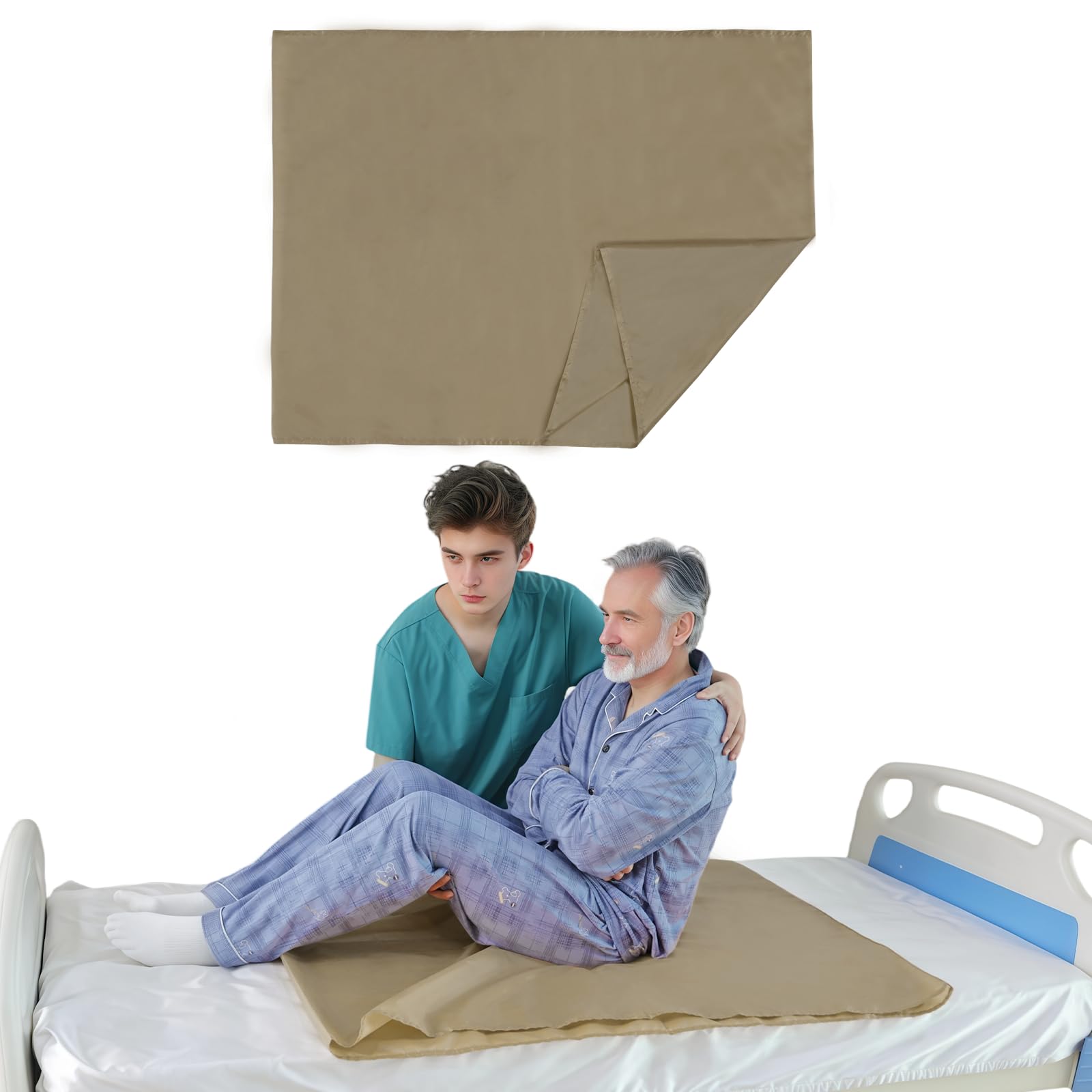 Röhrenförmige Gleitmatte für Patiententransfer, Reibungsarmes Gleittuch für die Altenpflege und Umlagerung im Bett, Braun, 65 x 100 cm (Röhrenförmige, 100 x 120 cm)