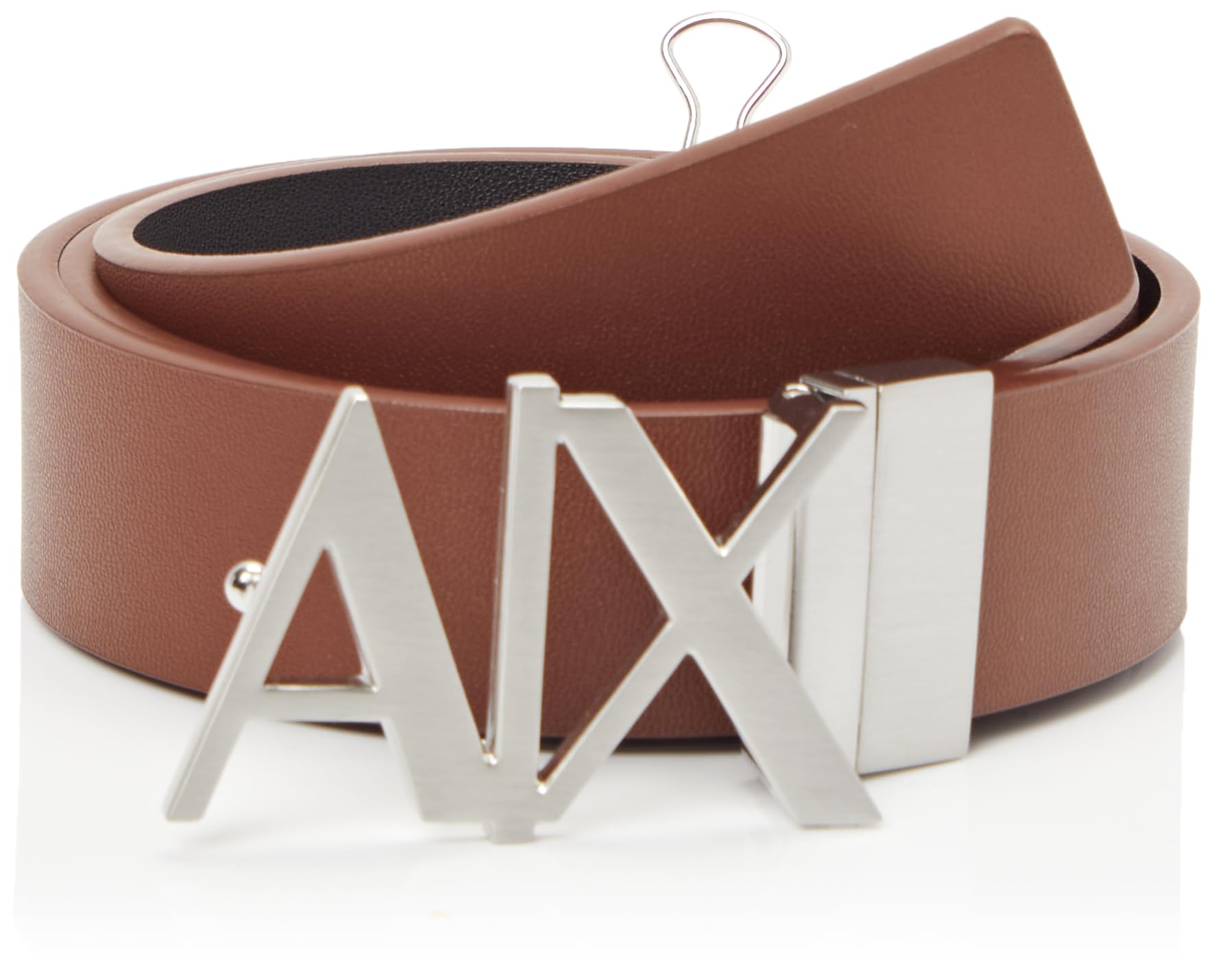 Armani Exchange Essenial, double face, metal logo plaque Belt,