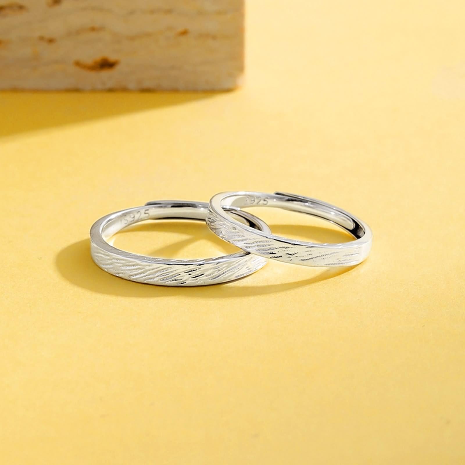 Verlobungsring Paar Gold, Ringe Frauen Silber 925 Unregelmäßige Textur Jahrestag Geschenk