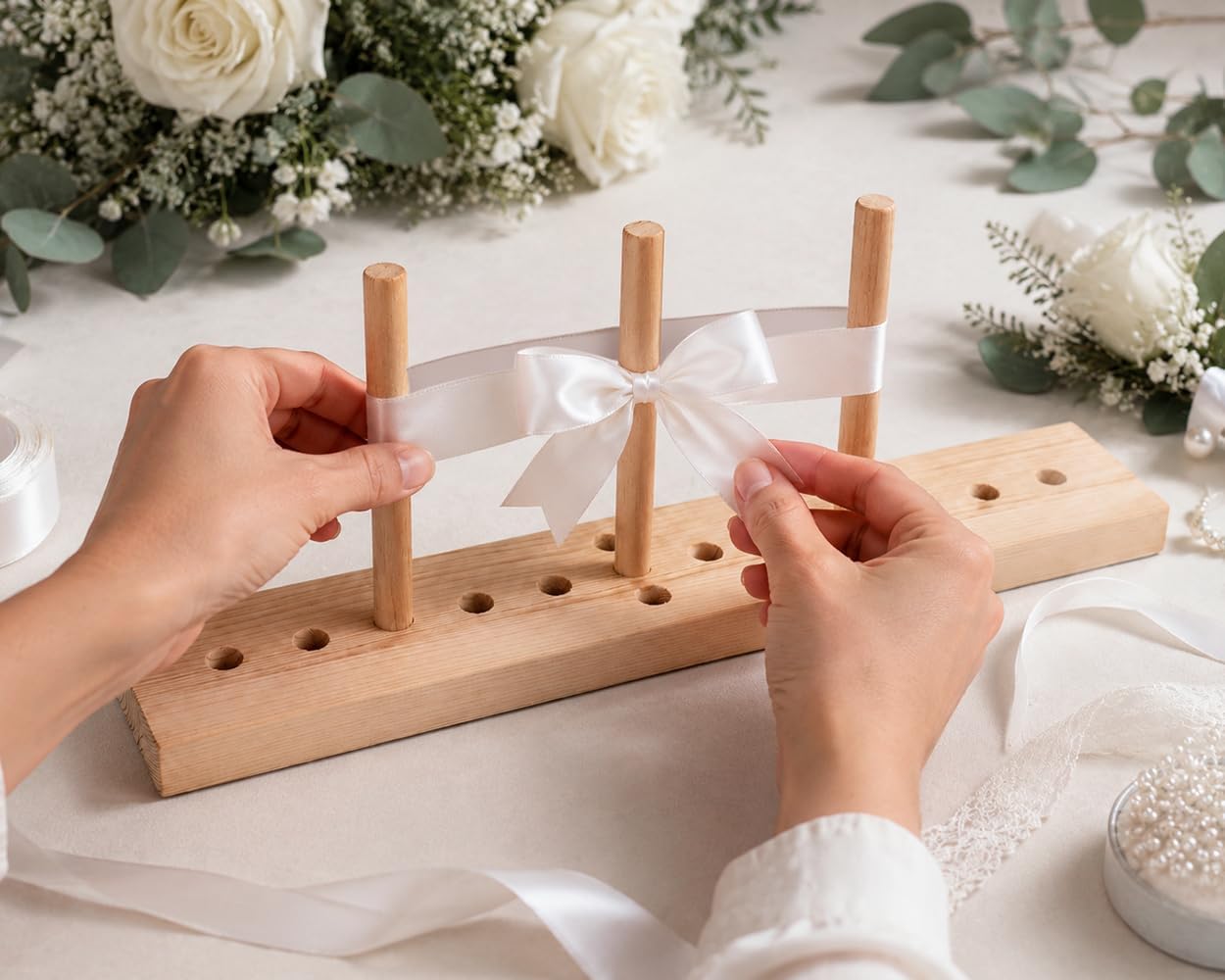 DS. DISTINCTIVE STYLE Bow Maker for Ribbon for Wreaths Wooden Bow Making Kit Ribbon Maker Bow Maker Tool for Crafts Hair Bows Gift Bows Party Decorations