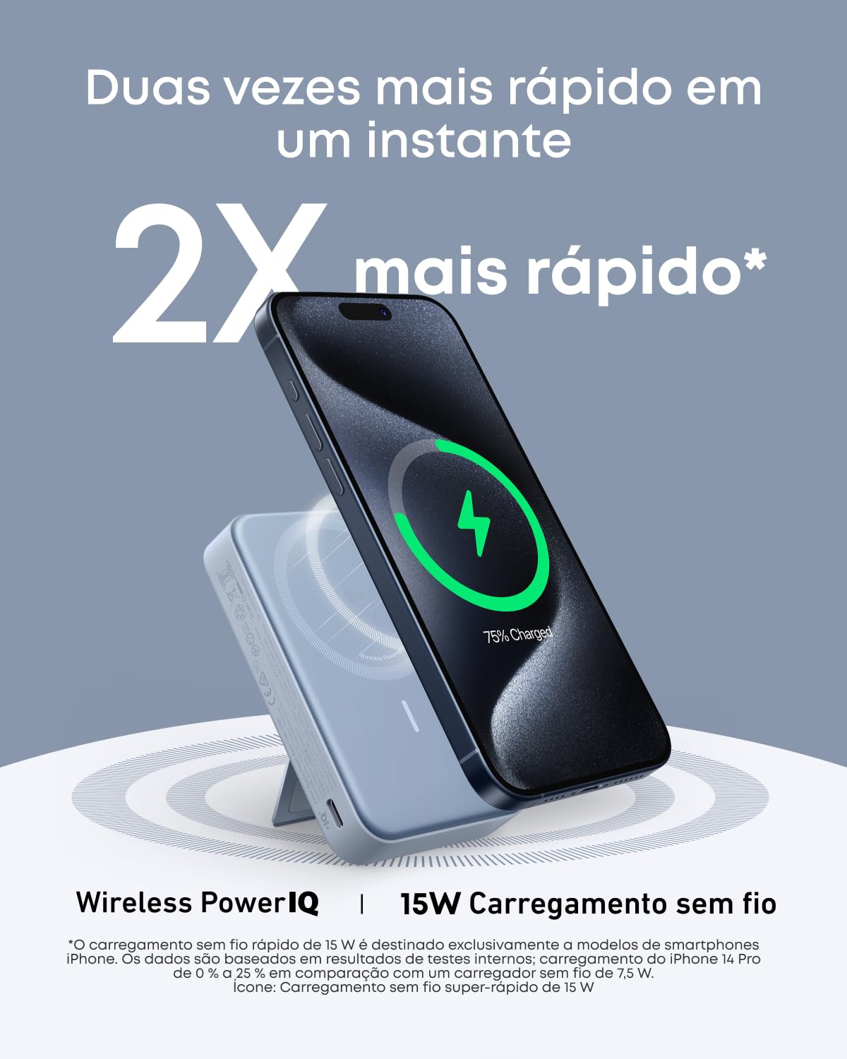 Anker MagGo Power Bank 10.000mAh, Carregador Portátil Qi2 15W, com