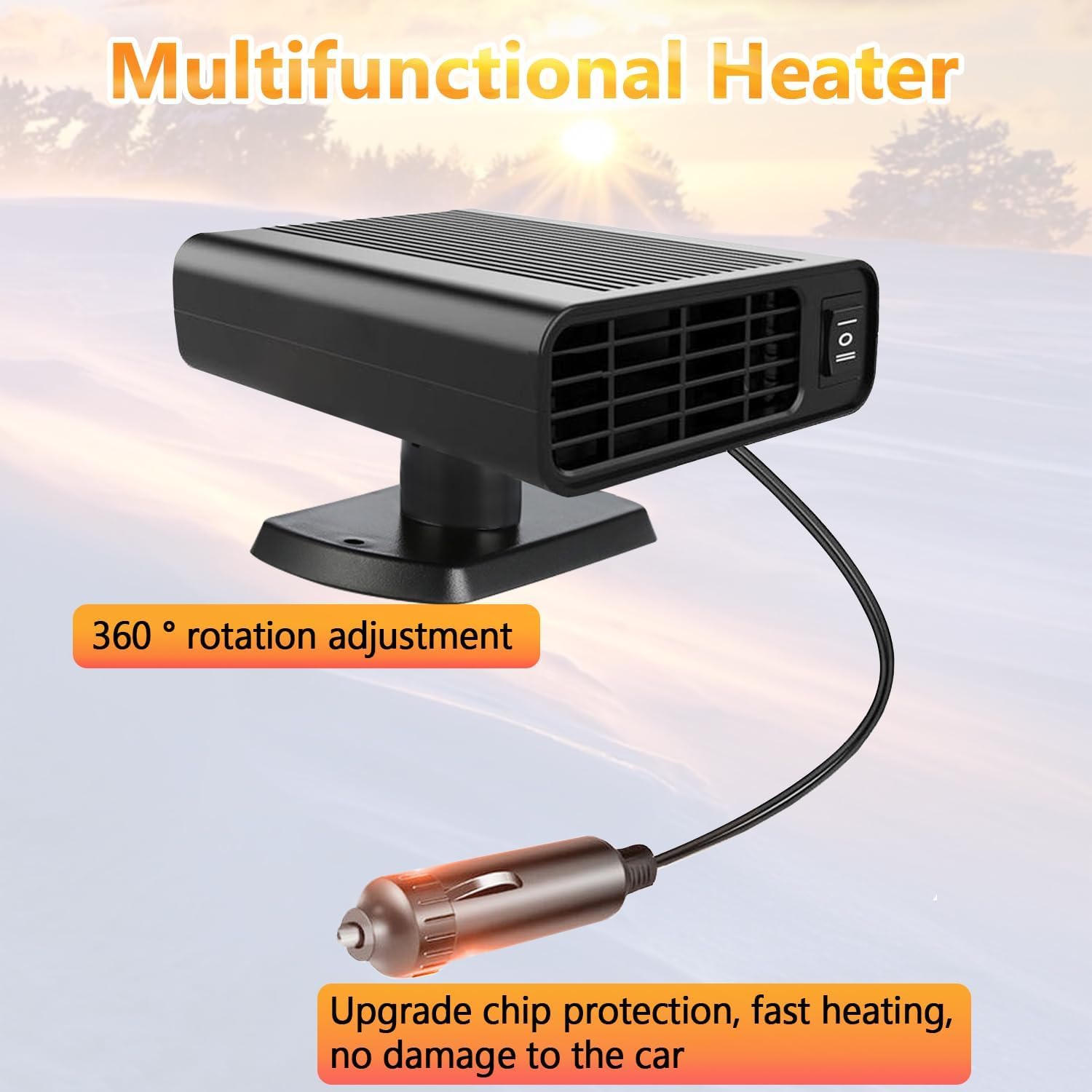 Car Heater, 12V Portable Auto Heater Fan Anti-Fog Car Defroster 2 in 1 Fast Cooling/Heating Cigarette Lighter Car Fan for Vehicles Quick Heating Air