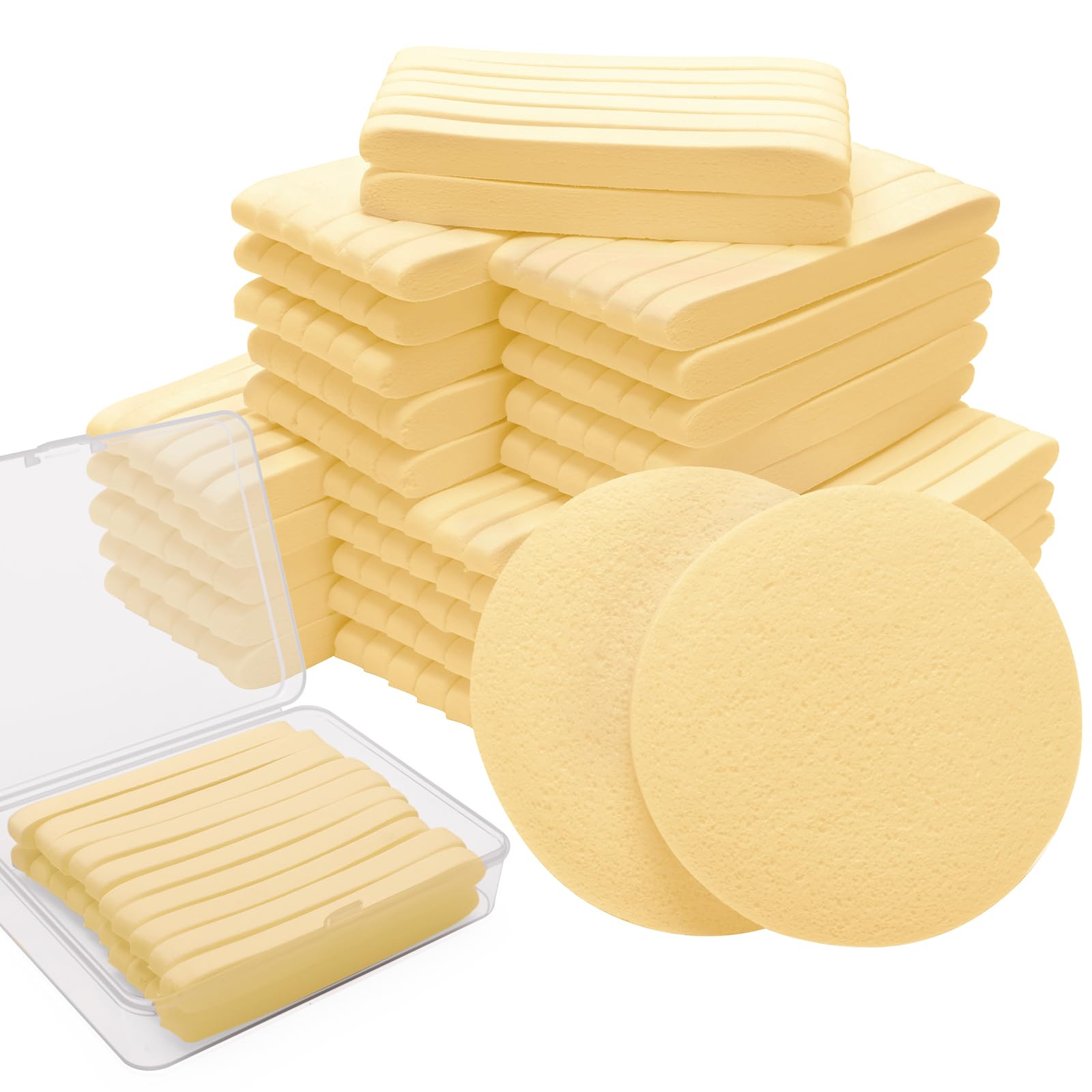 Luxiv - Esponjas faciales comprimidas, 240 + 1 unidad, esponja de cara redonda, esponjas profesionales comprimidas para eliminación de maquillaje para esteticistas, esponja facial, compresa,