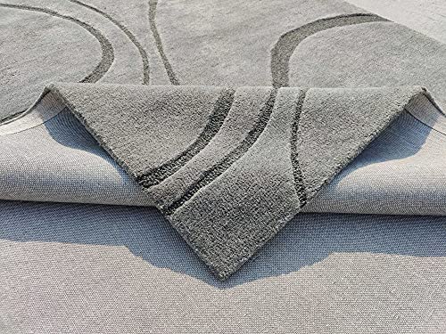 Image of Ocean Wave Modern Carpet for Living Room Bedroom and Hall Size (8 x 11) Feet Color Grey