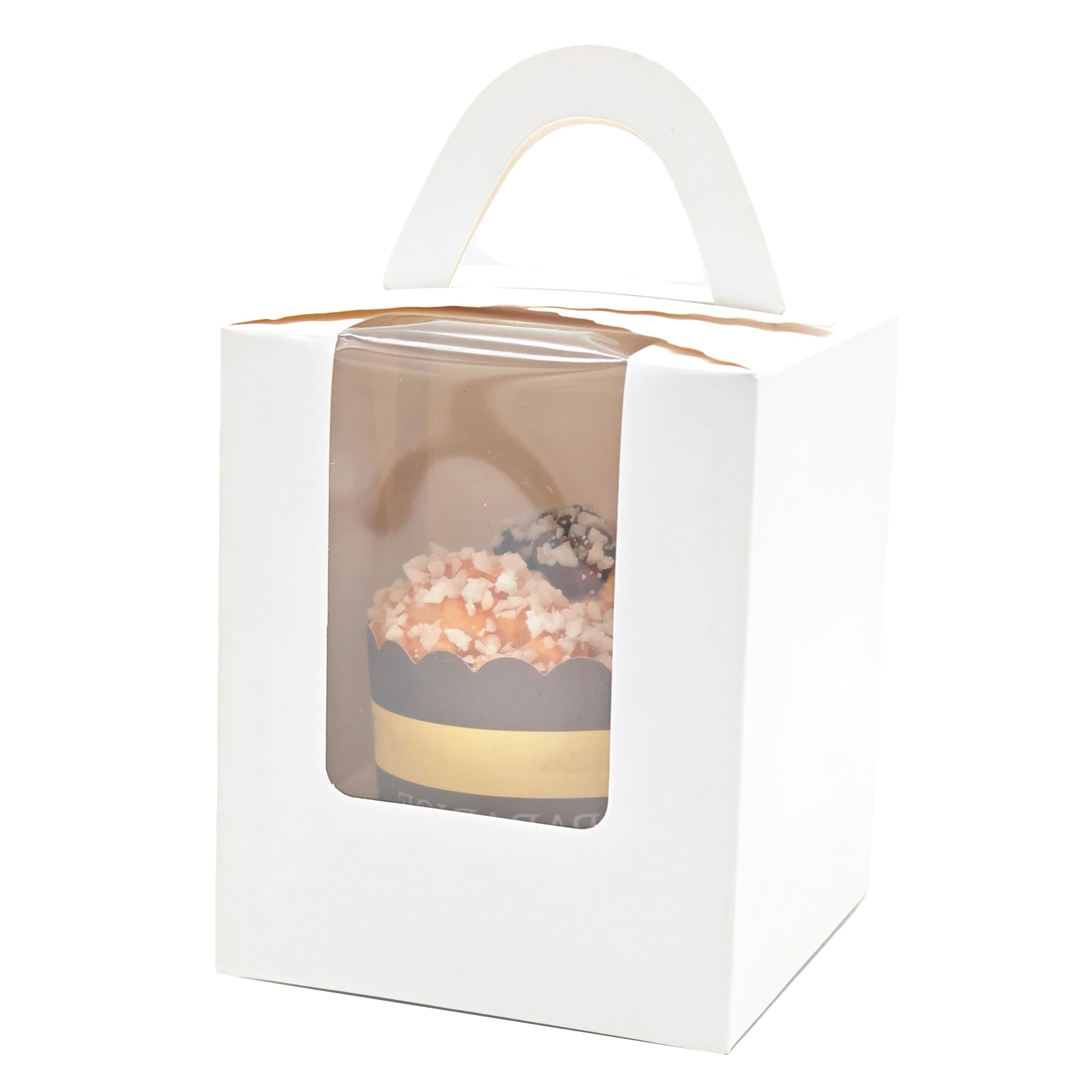 20 Pcs Individual Cupcake Boxes, Single Cupcake Boxes, Cake Boxes with Window, Cupcake Carrier with Inserts, Bakery Boxes with Handle, for Wedding Birthday Party Favors (White)