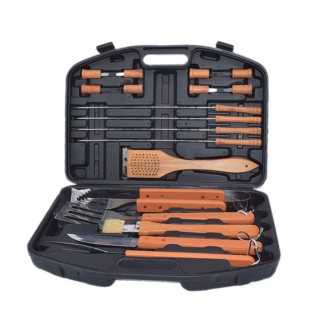 Set di Utensili per Barbecue in Acciaio Inox Set di Utensili per Barbecue Set di 18 Pezzi Set di Utensili per Barbecue in Legno