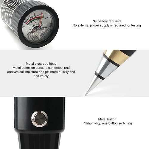 Miniatura 7 de 2 en 1 probador de suelo Cono humedad del suelo Medidor de pH Medidor de prueba de humedad Instrumento detector de pH para plantas al aire libre