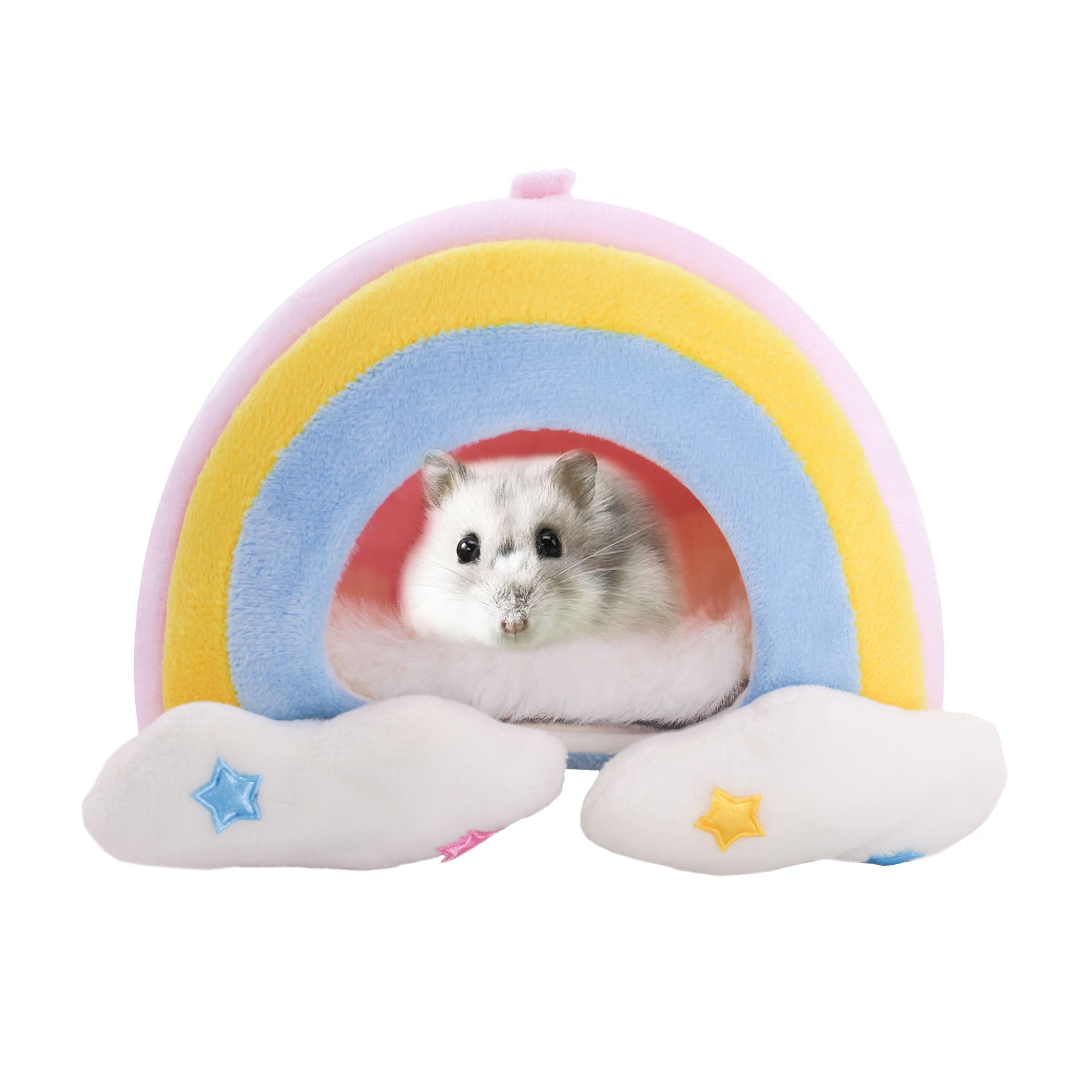 WURMONE Guinea Pig Hideout Cave, Cozy Small Animal Bed With Removable Pad, Cage Accessories for Hamster Rabbit, Hedgehog