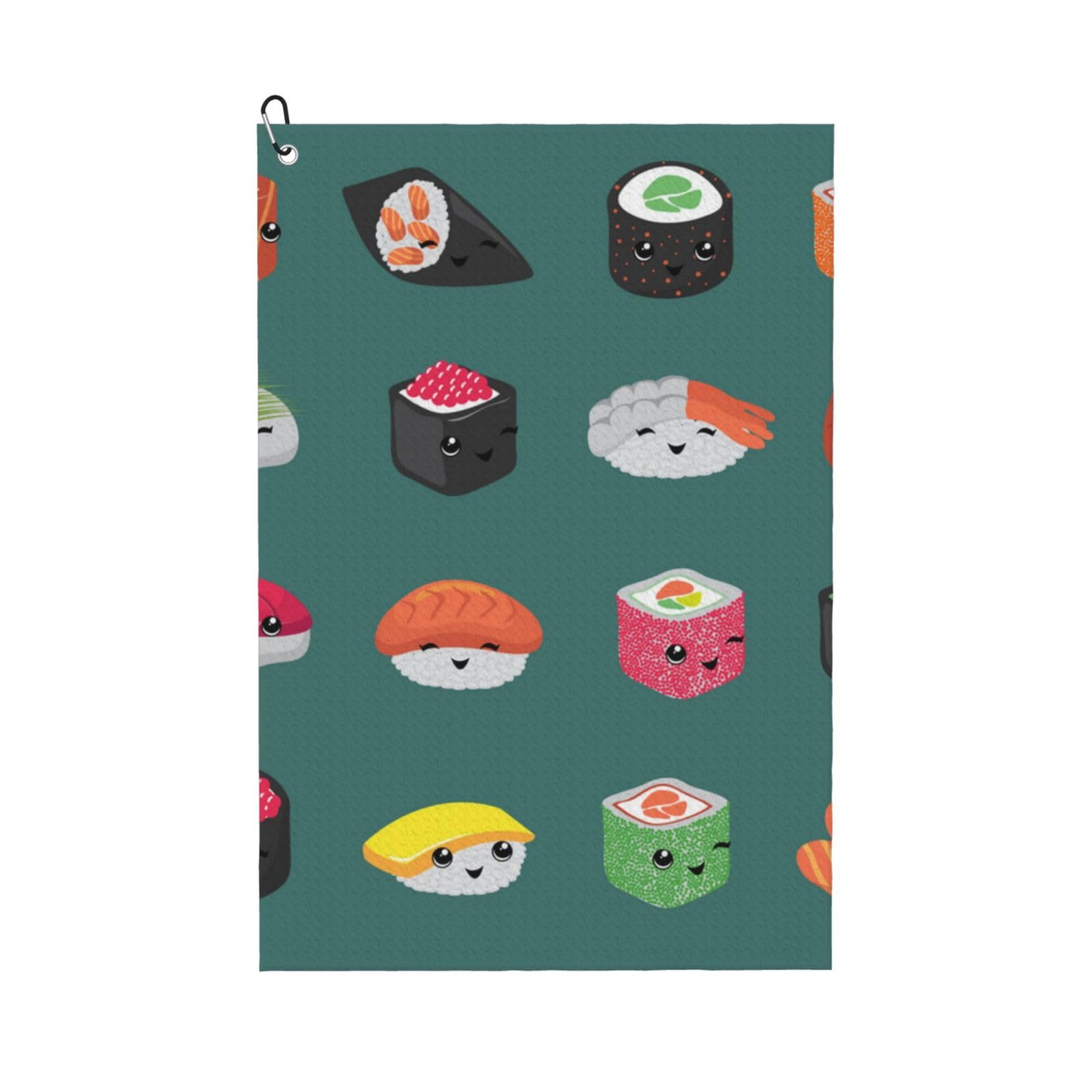 Hnnkloy Sushi, 16x24 in Portable Waffle Golf Towels with Carabiner Clip for Golf Bag