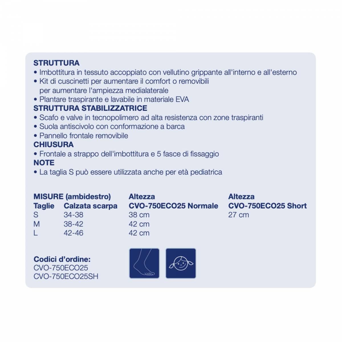 FGP Stivale ortopedico Walker Alto distorsione caviglia stabilizzazione Tibio-Tarsica TG MEDIA (38-42) CVO-750ECO 25-M