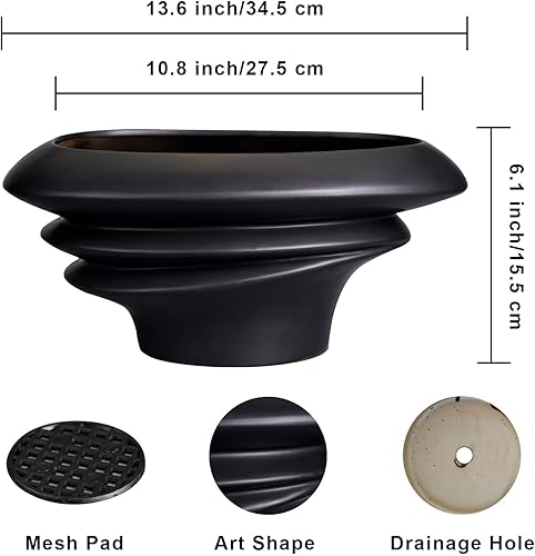 Miniatura 3 de SQOWL Macetas de bonsái  Maceta de cerámica para suculentas de 12 pulgadas para plantas de interior y exterior, maceta decorativa con agujero de