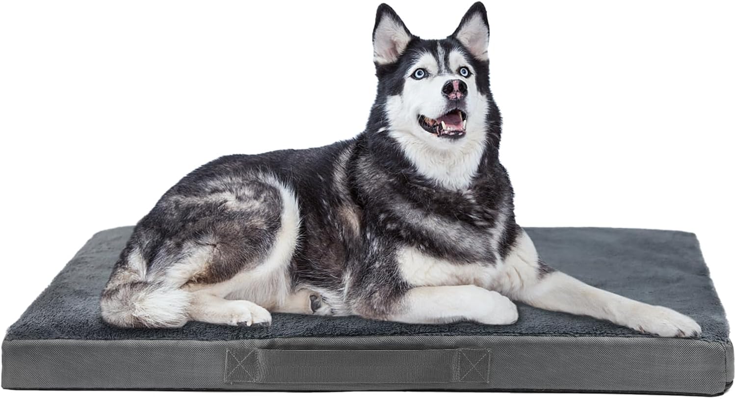 Nepfaivy Extra Large Dog Bed – Waterproof Orthopedic Mattress for Dog Crate, 120×75×7.5cm Soft Medium Bed with Removable Washable Plush Covers, Dark Grey