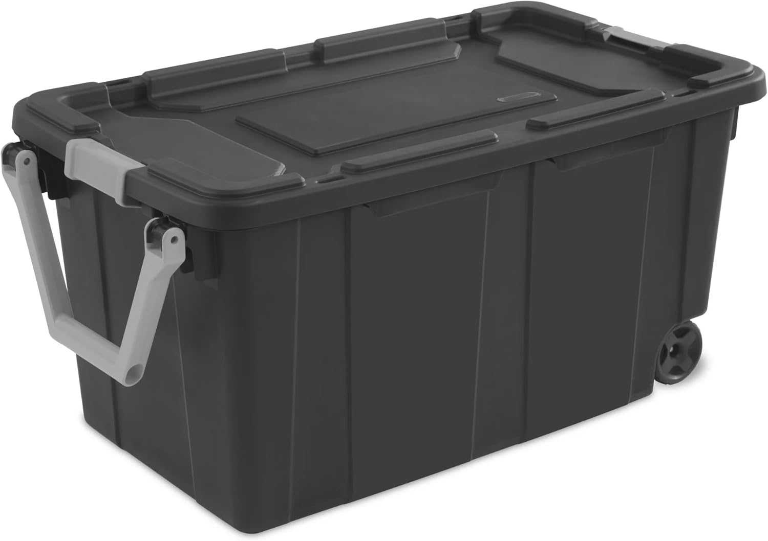 40 Gallon Extra-Large Wheeled Industrial Storage Bin | Heavy Duty Plastic Container with Secure Latch Lid & Pull Handle | Gray Durable Storage for Garage Warehouse