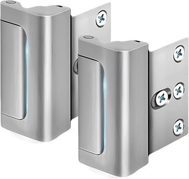 2Pcs Home Security Door Lock with Screws Robust Metal Security Door Locks with 3" Stop Tamper-Resistant Practical Tools for Home Safety and Privacy, Silver Locks