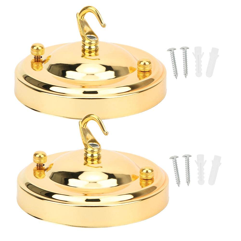 Mumusuki Gold 2Pcs Iron Chandelier Hanging Plate Hook Ceiling Light Canopy Bird Cage Lantern Hook Crystal Lamp Base Decoration Diy Fitting Accessory(Gold)