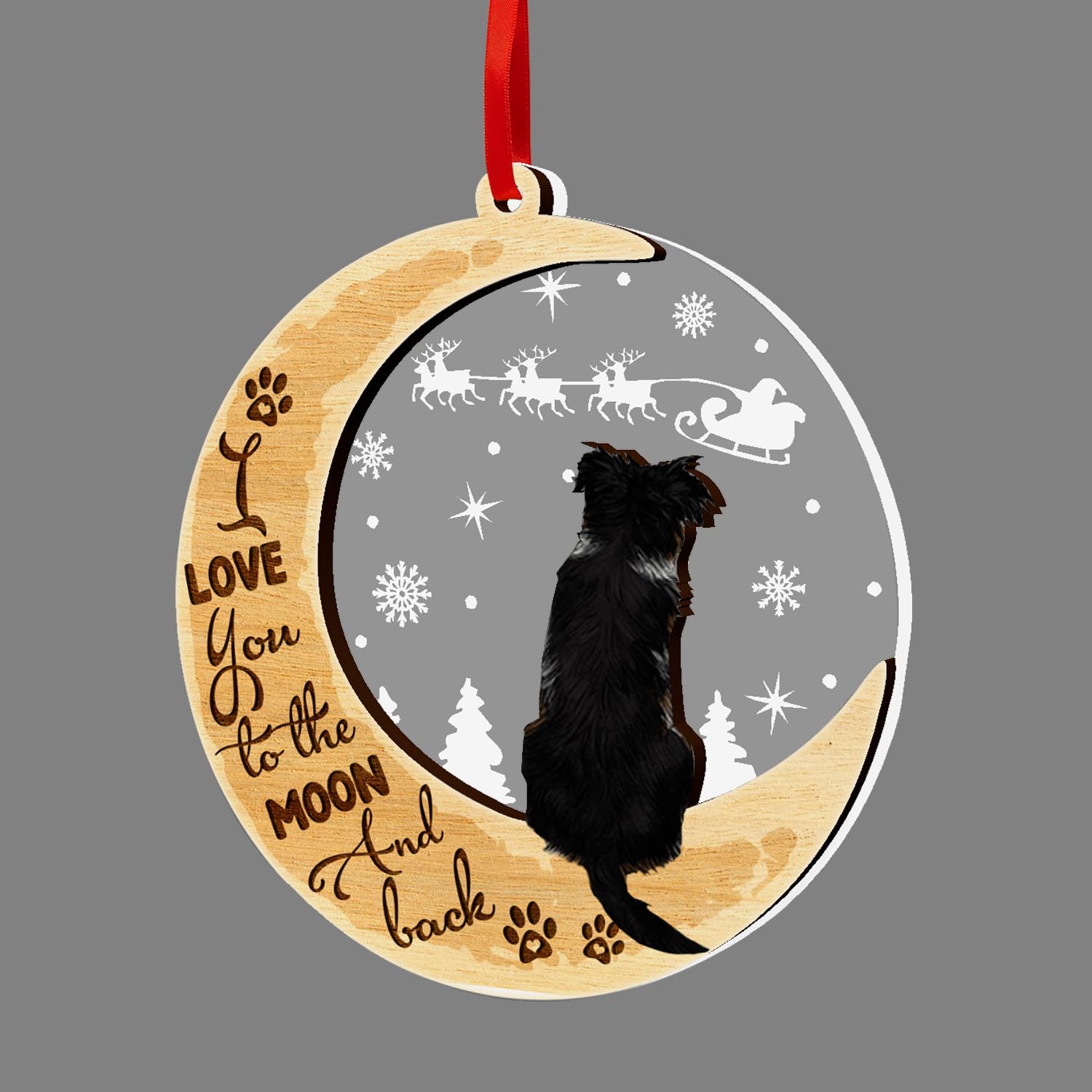 Australian Shepherd Dog Ornaments Christmas Tree, Australian Shepherd 2 Layer Wood & Acrylic Ornament, Christmas Decoration 2024 for Australian Shepherd Lovers, Dog Mom, Dog Dad, Pet Lovers