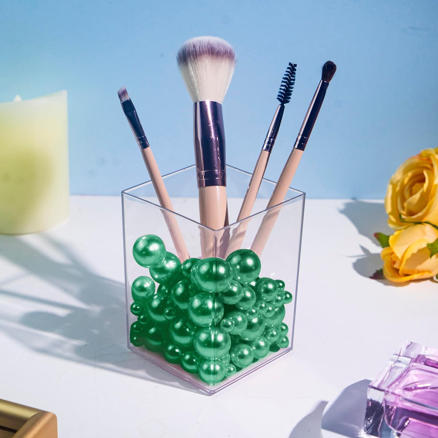 200Pcs Green Vase Filler Pearl Beads for Centerpieces Vases, No Hole Faux Polish Pearls for Floating Candle Home Birthday Wedding Party Table Decor(8/14/20mm) - Image 4