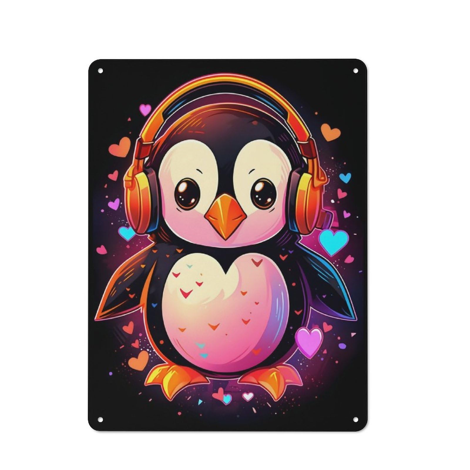 Junmoney Penguin Music Lovers Retro Tin Wall Plaque 40X30cm For Man Cave Or Games Room, For Games Room Collectors