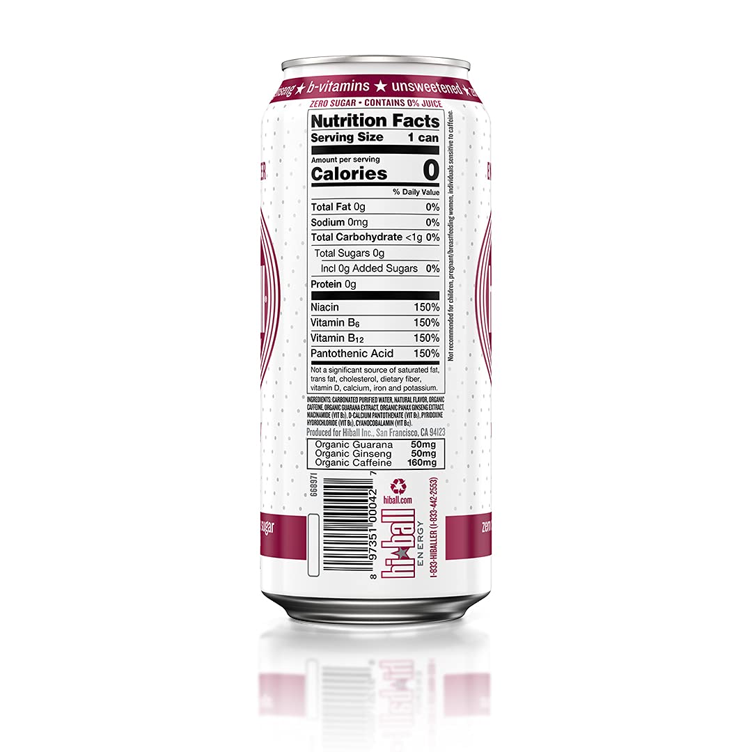 Hiball Energy Seltzer Water, Caffeinated Sparkling Water Made with
