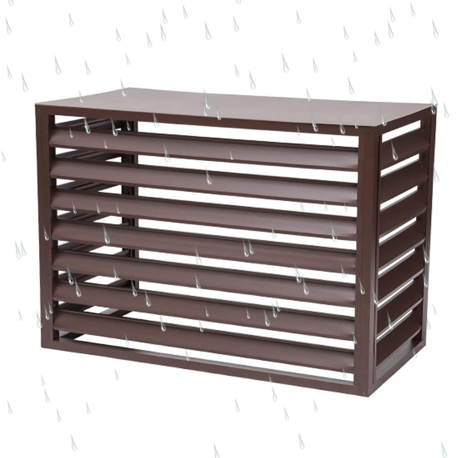 AYCDL Outdoor Privacy Screen Fence AC Cover, Hide Air Conditioner with Flower Stand, All-weather, Anti-theft, Noise Reduction,Brown-110cm