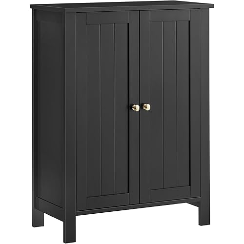 VASAGLE Floor Storage Cabinet, Freestanding Storage Unit with 2 Adjustable Shelves, for Bathroom Living Room Dining Kitchen, 11.8 x 23.6 x 31.5 Inches, Ink Black UBCB060B01