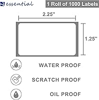 Vista 4 de ESSENTIAL Etiquetas de código de barras térmicas directas de 2.25 x 1.25 pulgadas (2.244 in x 1.260 in), etiquetas de envío, compatibles
