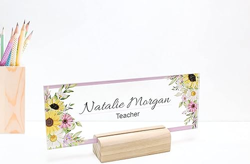 Placa de nombre personalizada para escritorio, bonita decoración de oficina para mujeres u hombres, decoraciones de escritorio acrílicas para